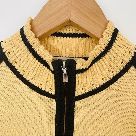 St. John Sport Cardigan Sweater Yellow Black Trim AS IS - Picture 3 of 15